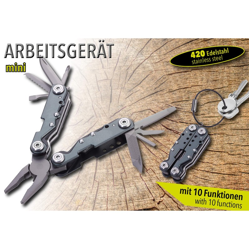 Troika Mini Tool Keyring with 10 Functions, silver, Modern