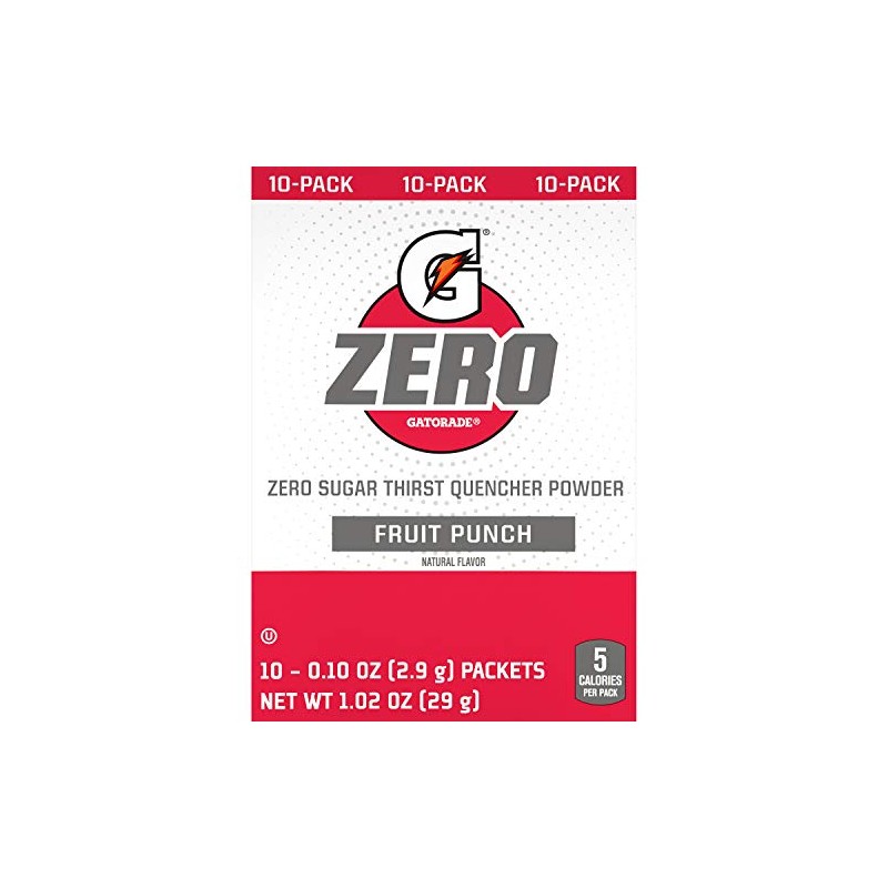 Gatorade G Zero Powder, Fruit Punch, 0.10 oz Packets (10