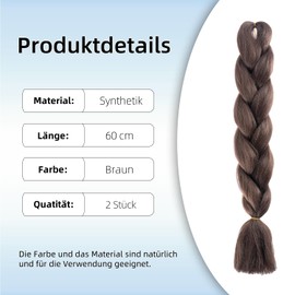 Ideal Swan Braids Extensions Braun, Jumbo Braiding Hair, 22 Zoll Braids Haare Kunsthaar zum Einflechten Box Braid Extensions Flechten Haar 2 Stücke Für Zöpfe