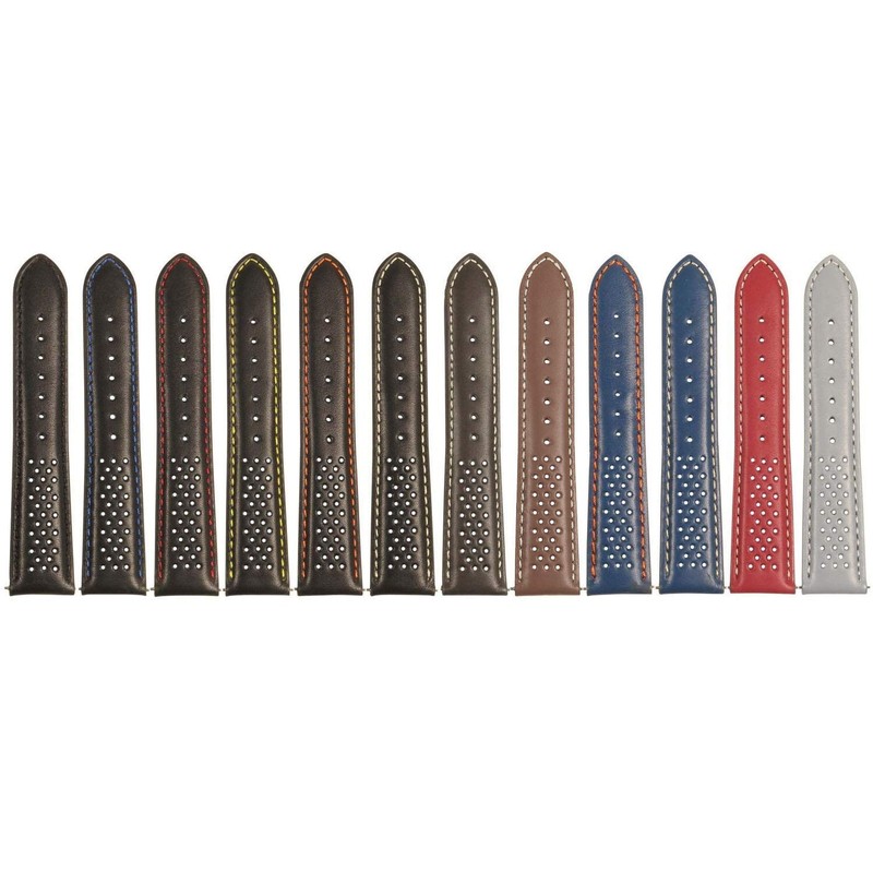 StrapsCo Perforated Leather Rally Quick Release Watch Band Strap -