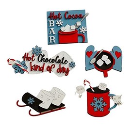 Winter - Christmas - Hot Cocoa Chocolate - Tier Tray Decor - Set of 6 - Finished - Home Decor - Housewarming Gift Present for Her - Mother's Day