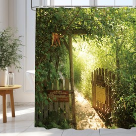 WOWTOY Shower Curtain 3D Digital Printing Home Garden Waterproof Shower Curtain Liner, Quick-Dry Washable Shower Curtain for Shower Stall, Bathroom with 12 Hooks (180 x 180cm, Garden 06)