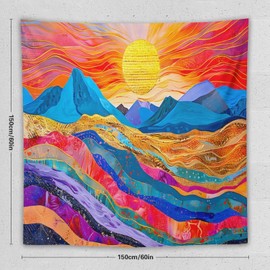 CJSLIFEART Boho Tapestry,Mountain Forest Tree,Neon Tapestries Posters Wall Hanging for Bedroom Dorm Decor,Gifts for Birthday Party,Mother's Day, Father's Day, Thanksgiving, Christmas(60"x60")