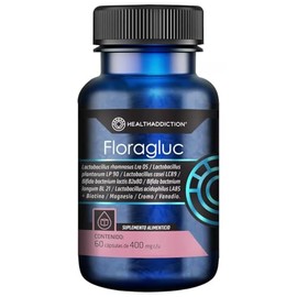HEALTHADDICTION - Floragluc Probióticos y Prebióticos - Apoyo Digestivo y Metabólico - Con Biotina, Magnesio, Cromo y Vanadio - Equilibrio Nutricional - 60 Cápsulas de Alta Calidad