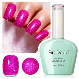 Firedeep Glitter Rose Gel Nail Polish, 16ML Rose Red Gel Polish UV/LED Soak Off Sparkle Iridescent Nail Polish for Spring Summer Nail Art DIY Manicure 1Pcs
