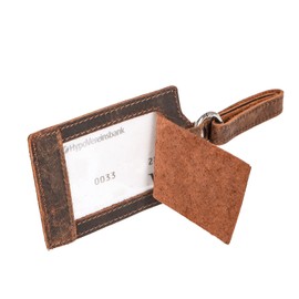 Genuine Leather Bag Tag & Suitcase Tag with Viewing Window - Address Tag for Suitcase, Backpack & Hand Luggage - Luggage Tag in Elegant Design - Travel Suitcase Accessories