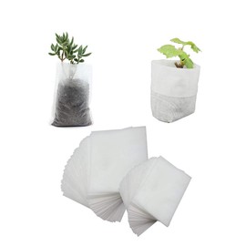 Pack of 500 Non-Woven Fabric Plant Bags, Biodegradation, Tomato Plant Bag, Plant Bag with Felt Fabric Handles, Plant Grow Bag for Tomatoes, Flowers, Plants and More - White - 8 x 10 cm
