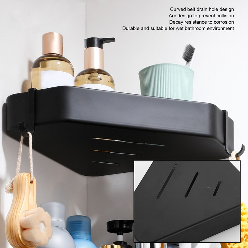Black Corner Shower Caddy Aluminium Alloy for Bathroom Toilet Kitchen