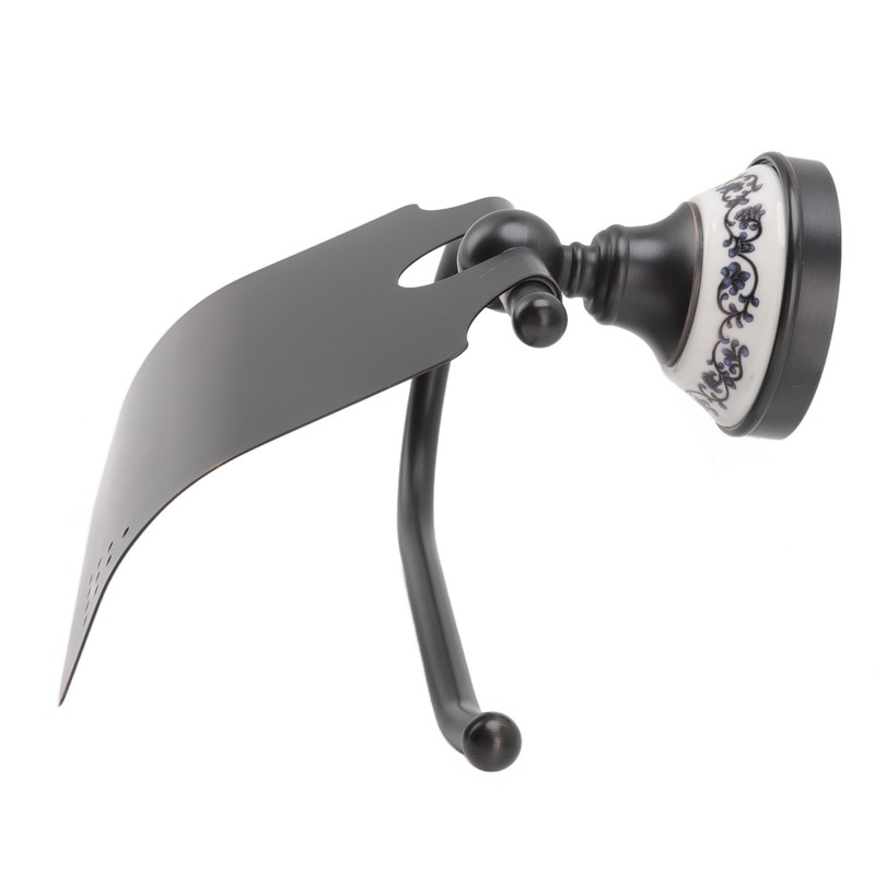 Paper Towel Dispenser Dark Bronze Blue and White Porcelain Wall