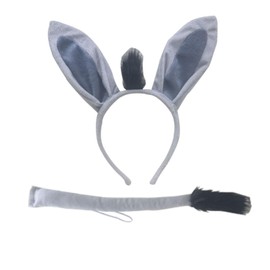 MEISH 2 Pieces Donkey Costume Set Ears Headband Tail Animal Costume Accessories for Birthday Present Masquerade Ball