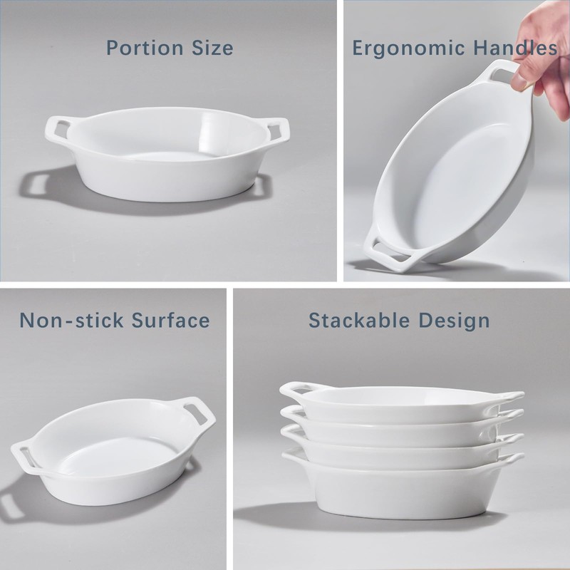 ONEMORE Oval Au Gratin Baking Dish, 20 oz Small Casserole
