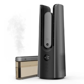 MEIIS Desk Fan, Small Quiet Table Fan with Humidifier, 14 Inch Portable Bladeless Fan with 9 Speed Adjustment, 2 Modes, 5000mAh Battery, 60° Oscillating Mini Fan for Bedroom Office Living Room Dorm