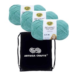 Lion Brand Rewind Capri Breeze 523-170 (3-Skeins - Same Dye Lot) Chunky Bulky #5 Polyester, Viscose Yarn for Crocheting and Knitting with Project Bag