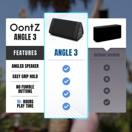 OontZ Angle 3 Bluetooth Portable Speaker, Louder Volume, Crystal Clear Stereo Sound, Rich Bass, 100 Foot Wireless Range, Microphone, IPX5, Bluetooth Speakers (Black)