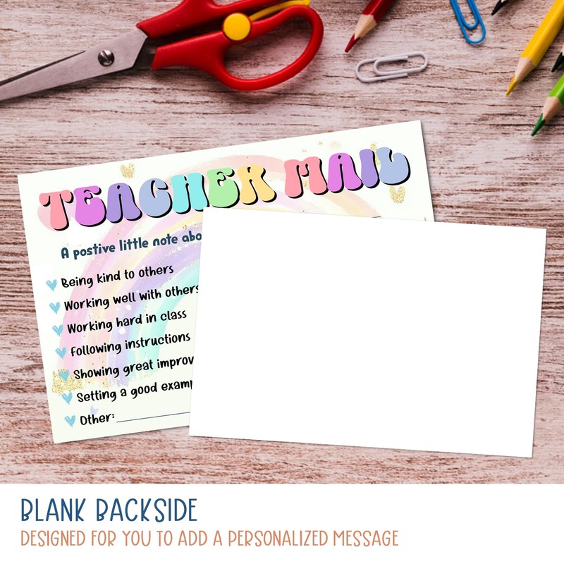 Watercolor Rainbow Teacher Mail Incentive Cards