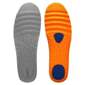 Anti-Shock Cushioning Insoles for Sports, Work and Everyday Sports Shoes Men Women Unisex - Shock Absorbing Arch Support (EU 36-40, Grey)