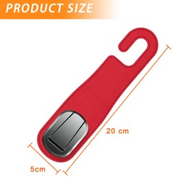 JNNJ Pack of 2 Car Headrests Leather Hanging Hooks, Car Headrest Car Seat Storage Hooks, Universal Car Back Seat Headrest Leather Hanger for Hang Bag, Handbag, Shopping Bags (Red)