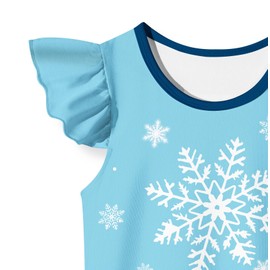 Elsa Dress for Girls, Girls Princess Dress 3-8 Years Short Sleeve Ruffle Outfit for Birthday, Party, and Everyday Wear (US, Age, 4 Years, Blue)