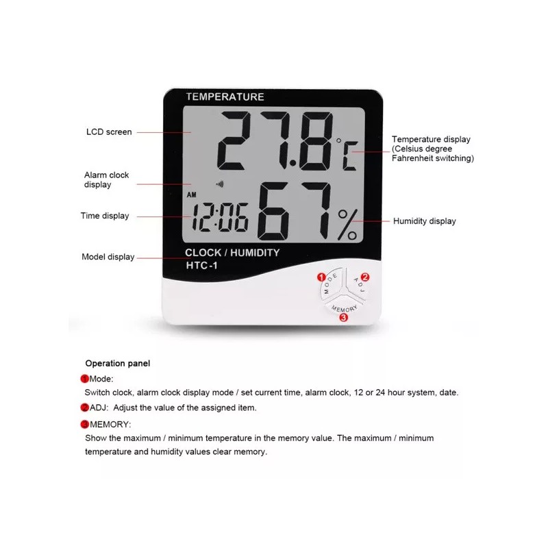 Unbranded/Generic Thermometer Indoor Digital LCD Hygrometer Temperature Humidity Meter Alarm