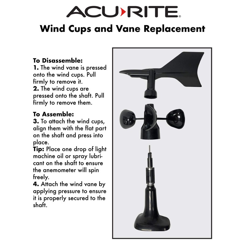 AcuRite Replacement Wind Cups Atlas Weather Sensor, Black