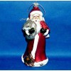 Gerson SANTA WITH RACOON AND RABBIT GLASS CHRISTMAS TREE ORNAMENT