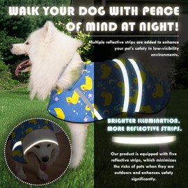 Eiaayer Dog Raincoat, Adjustable Dog Rain Jacket with Clear Hooded Double Layer for Large Medium Small Dogs Puppies, Waterproof Rain Coat Poncho Duck, Blue-XXL