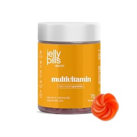 Jelly Pills Multivitamin Gummies for Adults - with Vitamins A, B, C, D, E and Zinc - 70 Vegan Gummies - No Added Sugar - Strawberry Flavour - Energy & Immune System