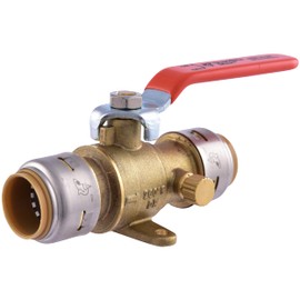 SharkBite Max 3/4 Inch Ball Valve with Drain Vent and Mounting Bracket, Push to Connect Brass Plumbing Fitting, PEX Pipe, Copper, CPVC, PE-RT, HDPE, UR24616A