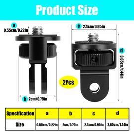 Mikqky Tripod Adapter, Aluminium 1/4 Inch Adapter Camera Mount, Rotatable Tripod Thread Adapter, 360° Adjustment Tripod Adapter, for GoPro Hero10, SJCAM and Other Action Cameras (Black)