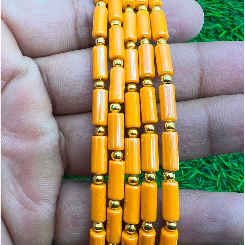 1 Strand Orange Italian Coral 18 Pieces Approx Beads Size