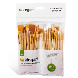 Kingart - Juego de brochas variadas, varios colores, Juego de 50 (Multiusos), Unique Assorted Colors, Una talla, 1