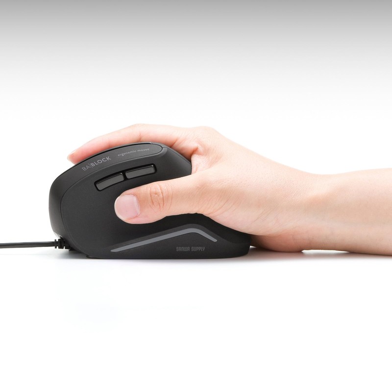 Sanwa Supply MA-ERGK9 Antibacterial Quiet Wired Ergonomic Mouse