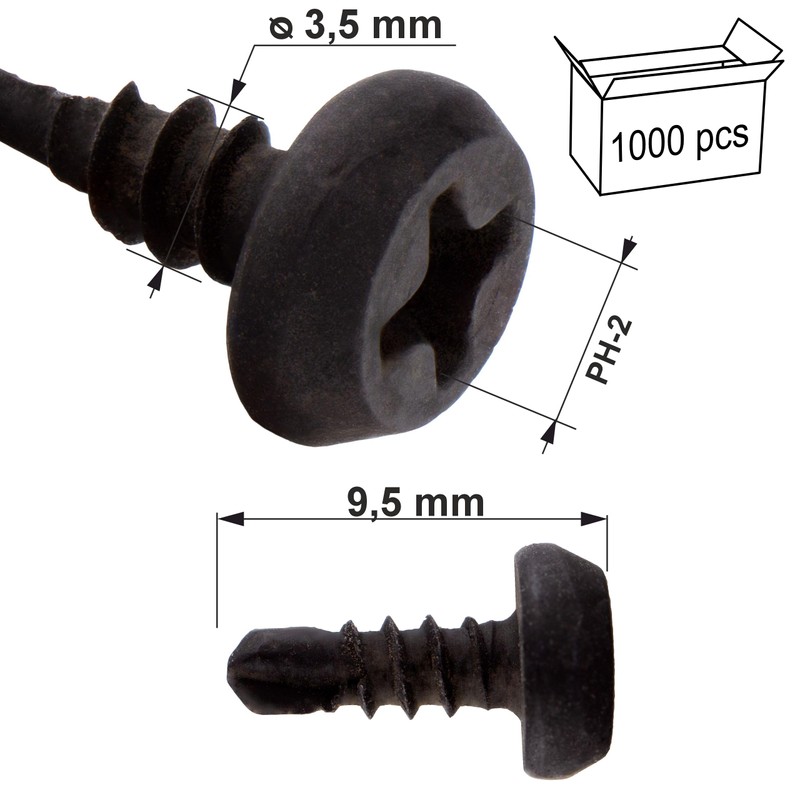 Drilling Screws Metal-Metal KSTEX 3.5 x 9.5 Black Wkret-met Profile