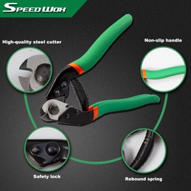 SPEEDWOX 7.5" Heavy Duty Wire Rope Cutter Steel Wire Cutters for DIY Projects Hardened Blades Railing Decking Wire Seals Bicycle Cable