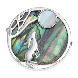 Brooch Lapel Pin Inlaid With Sustainable Ethically Sourced Abalone Shell Silver Plated Jewellery For Women Girls Gift Boxed (Rabbit and Moon Brooch)