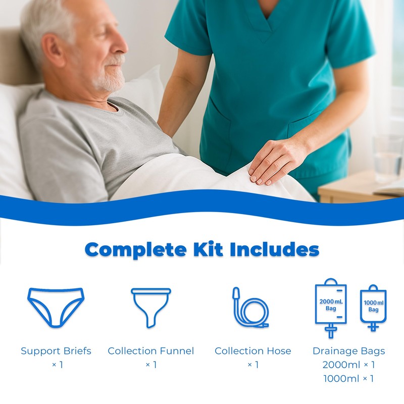 Wearable Urinal Collector with Reusable Silicone Urine Catheter Bag (2000ml