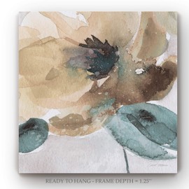 Renditions Gallery Canvas Flower Wall Art Paintings & Prints Watercolor Poppy Rustic Abstract Floral Wall Art Grey and Brown Artwork for Bedroom Living Room Office Home Kitchen Wall Decor - 10"x10"