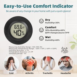 EWPJDK Mini Hygrometer Indoor/Outdoor Humidity Meter Hygrometer Thermometers 4 Pack Humidity Meters Gauge Mini Digital Thermometer for Humidors, Greenhouse, Garden, Cellar (4)