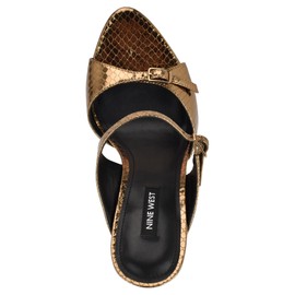 Nine West Women's Reida Heeled Sandal, Bronze Snake 750, 8