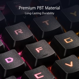 ASUS ROG RX PBT Keycap Set, Premium, Durable PBT Material Keycaps with Shortened Stems and Mid-Height Profiles, Providing Better Click Stability and Longer Lifespan,Black