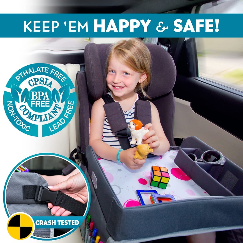 Kenley Kids Travel Tray, Toddler Car Seat Lap Tray, Road
