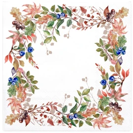 WRAPAHOLIC 50Pcs Fall Paper Napkins - 3-Ply Autumn Fruits Leaves Disposable Cocktail Napkins for Autumn, Thanksgiving Party Supplies Tableware - 5 x 5 In
