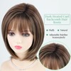 RENERSHOW Ombre Brown with Blonde Highlights Layered Bob Wig with