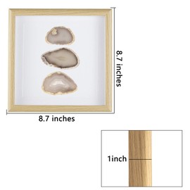 Amogeeli Framed Geode Agate Slice Wall Art, Healing Crystal Agate Stone Framed Panel Decor for Home Office, 8.7 inches