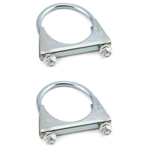 QWORK U-Bolt Muffler Tip Exhaust Hook, 2-1/2" OD 2Pcs Stainless