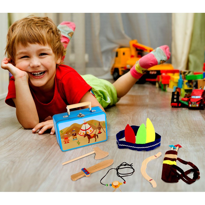 small foot 3922 Kinderkoffer Indianer-Set, mit Axt, Messer, Pfeil, Bogen,