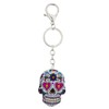 LUX ACCESSORIES White Sugar Skull Rose Keychain Key Ring