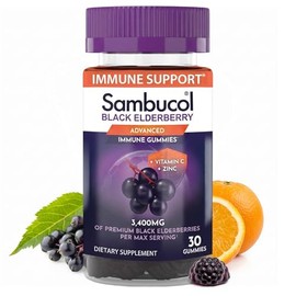 Sambucol Elderberry Gummies - Immune Support Supplement for Adults with Vitamin C & Zinc, Sambucus Elderberry with High Antioxidants, Gluten Free, Veg