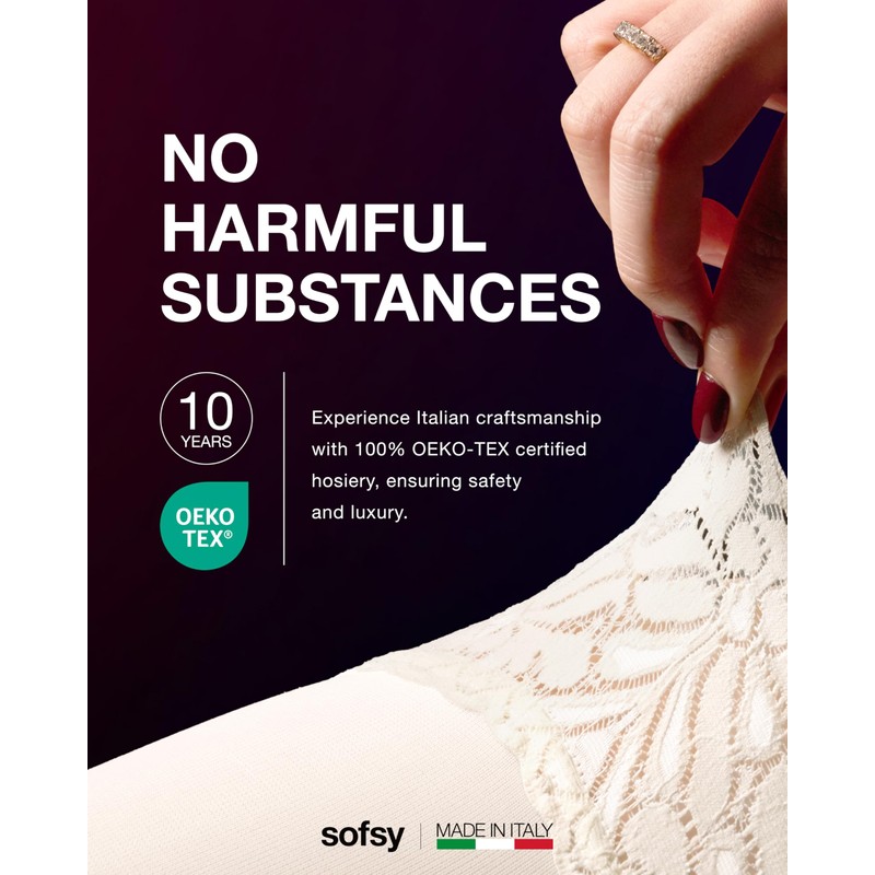 Sofsy Lace Stockings for Women, Hold-Up Nylon Stockings, 60 Denier,