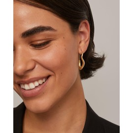 PAVOI 14K Yellow Gold Plated Sterling Silver Posts Wavy Infinity Hoops | Lightweight Twisted Earrings | Wave Thin Endless Hoop Earrings for Women